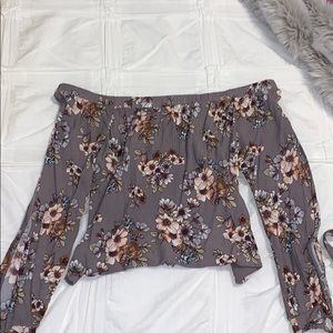 Mauve off the shoulder floral long sleeve